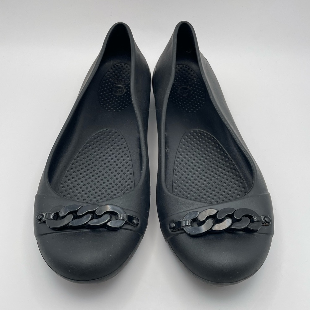 CROCS Women's Gianna Link Black Ballet Flats with chain Sz 10